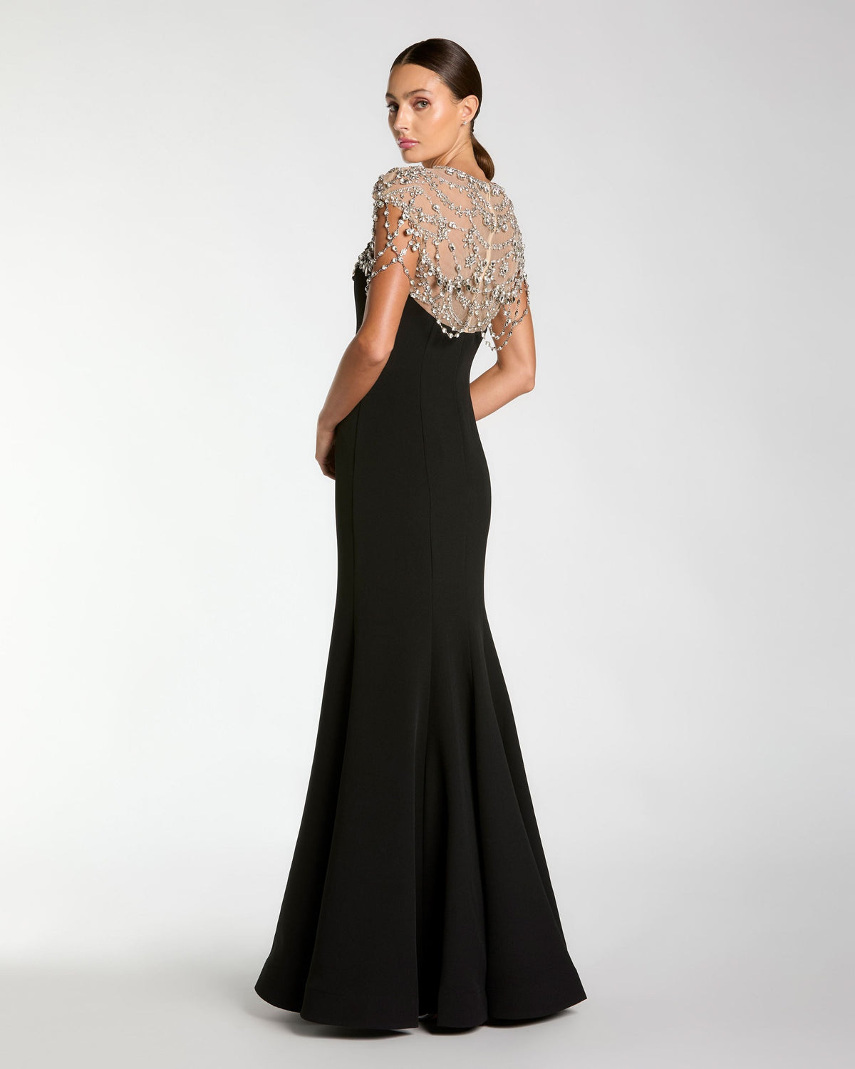 Mac Duggal Black Crystal Embellished Mermaid Gown