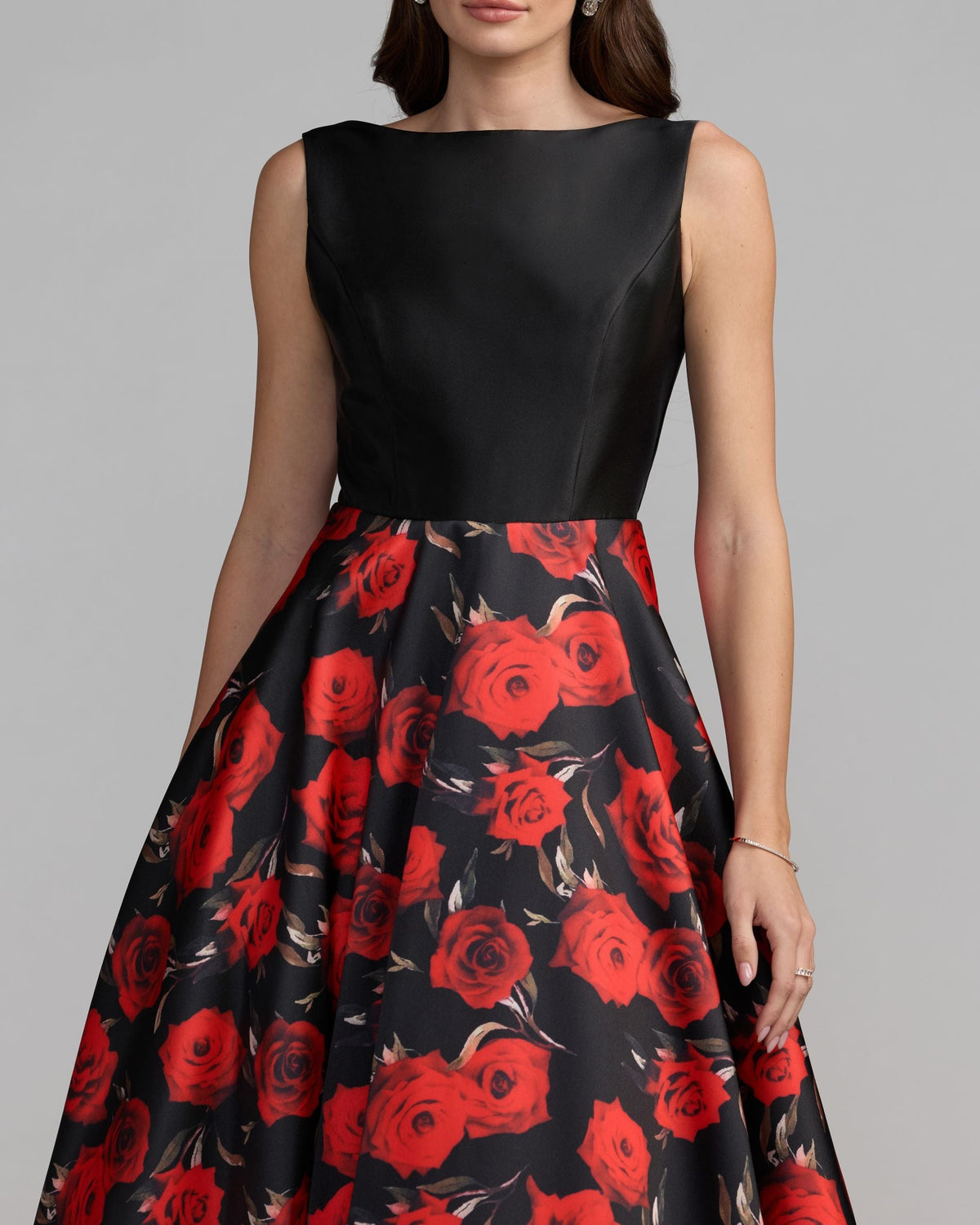 Mac Duggal Black And Red Floral Open Back Ball Gown