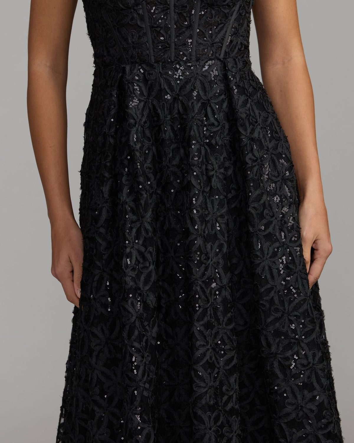 Mac Duggal Black Embellished Corset A Line Gown