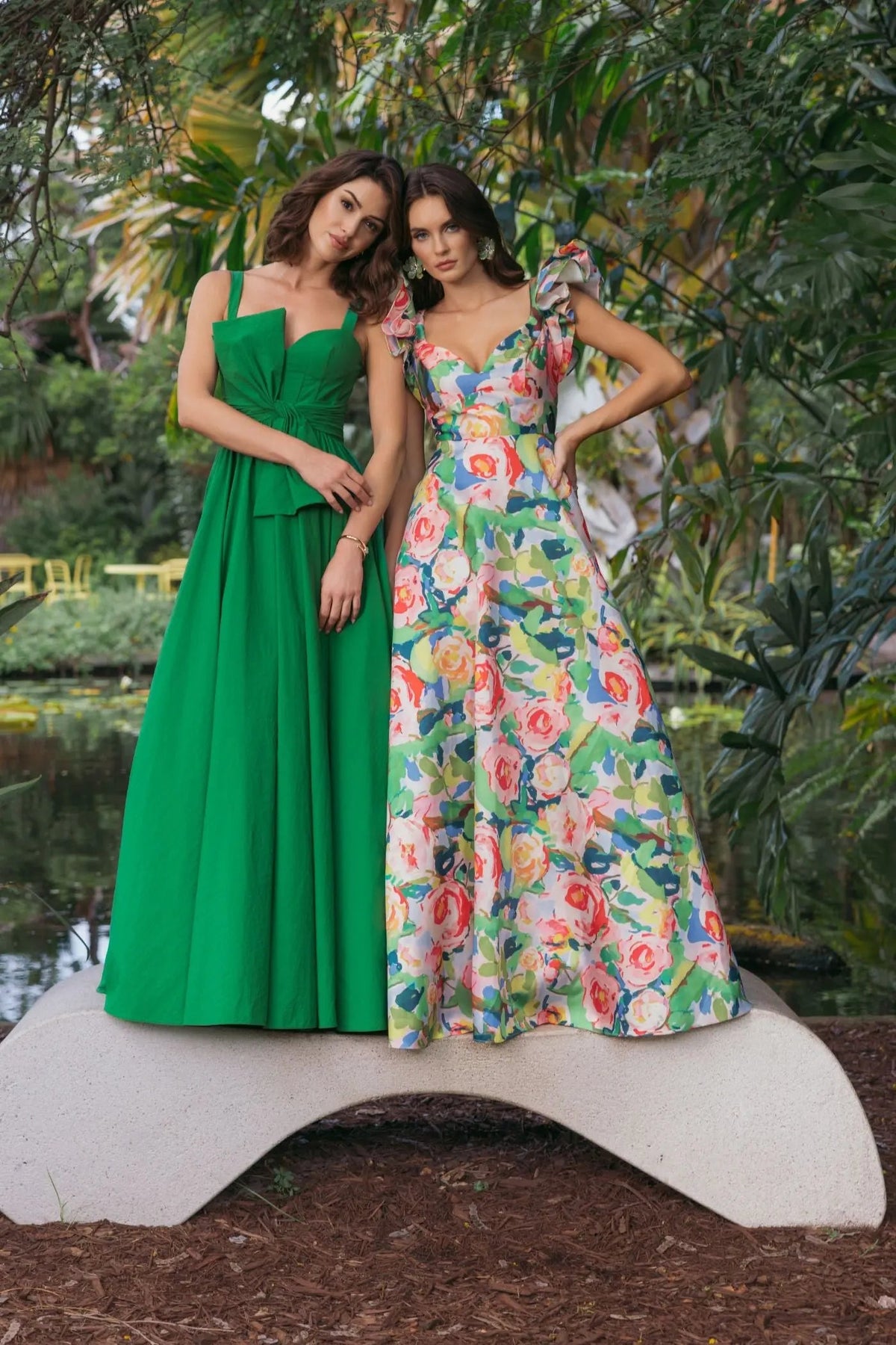 Mac Duggal Multicolor Floral Ruffle Cap Sleeve Ball Gown