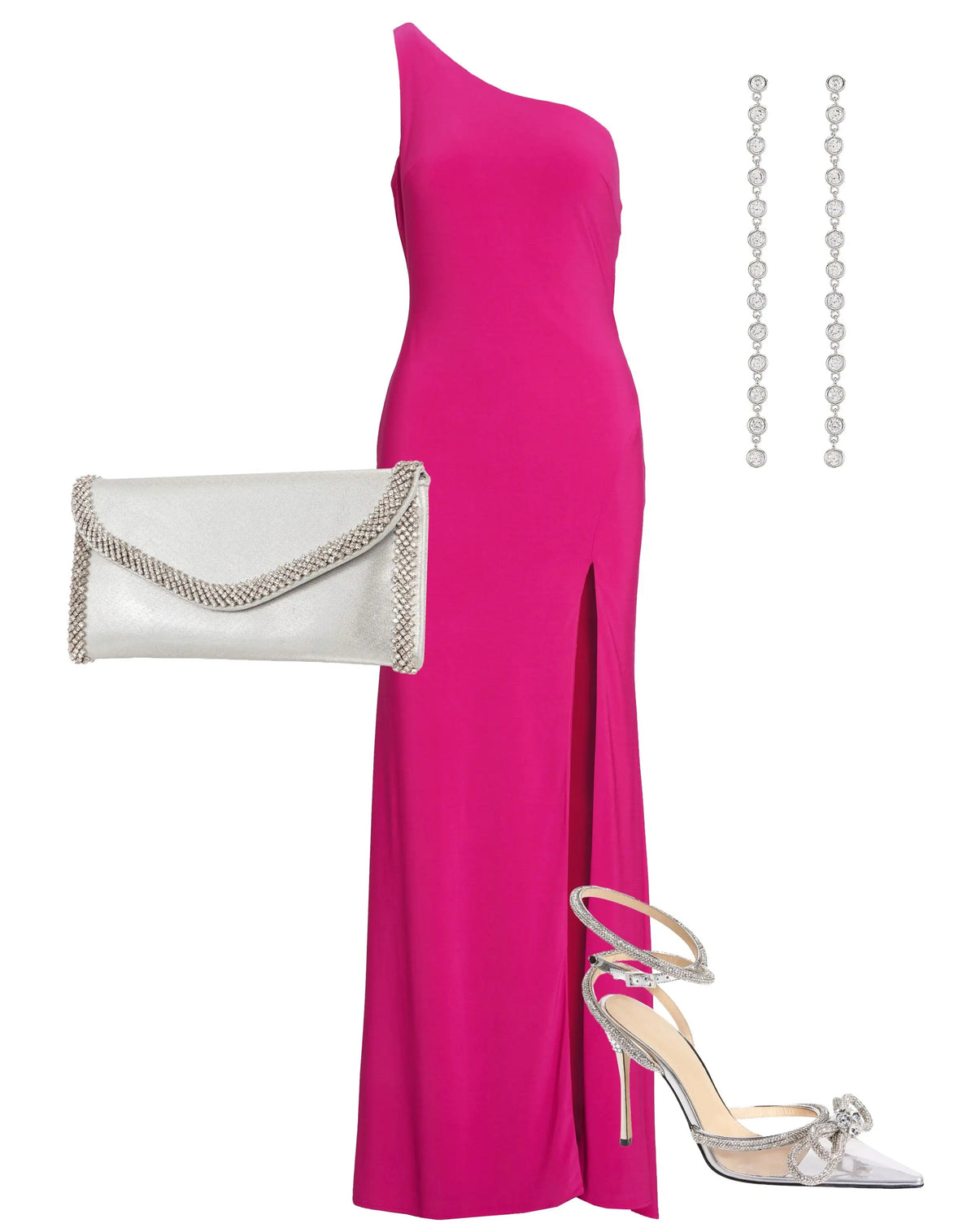 Mac Duggal Pink Jersey One Shoulder Draped Back Gown