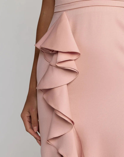 Mac Duggal Pink Ruffle Trumpet Gown With Bow
