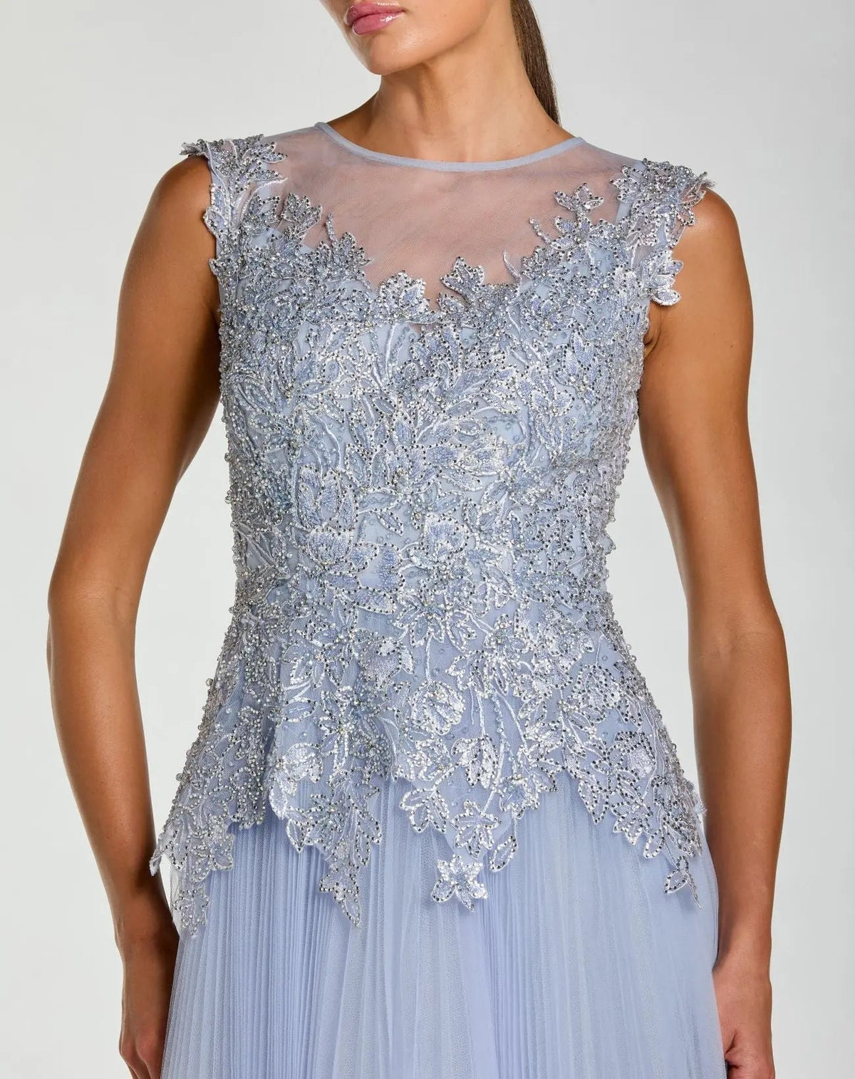 Mac Duggal Purple Sleeveless Embellished Bodice A-Line Gown