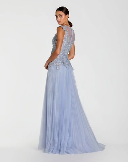 Mac Duggal Purple Sleeveless Embellished Bodice A-Line Gown