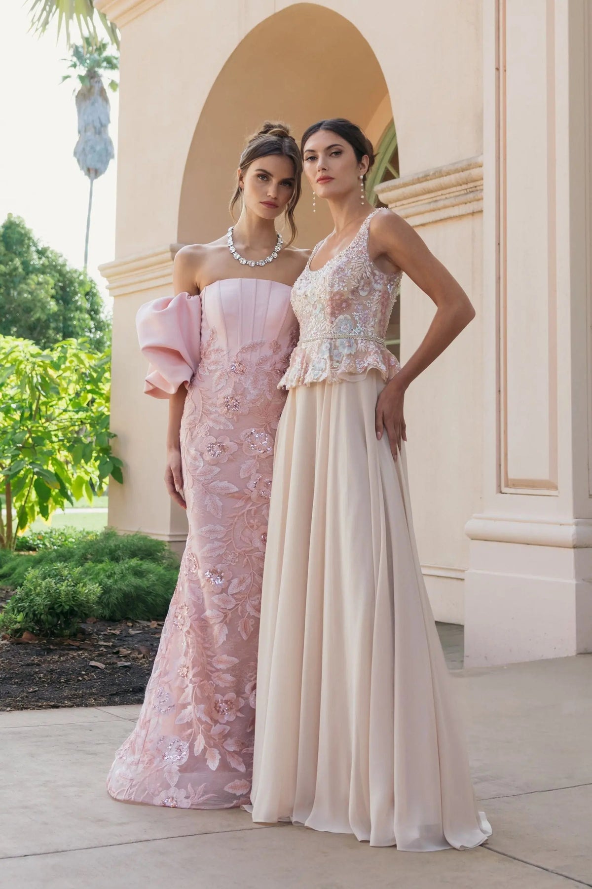 Mac Duggal Pink Satin Off The Shoulder Embroidered Mermaid Gown