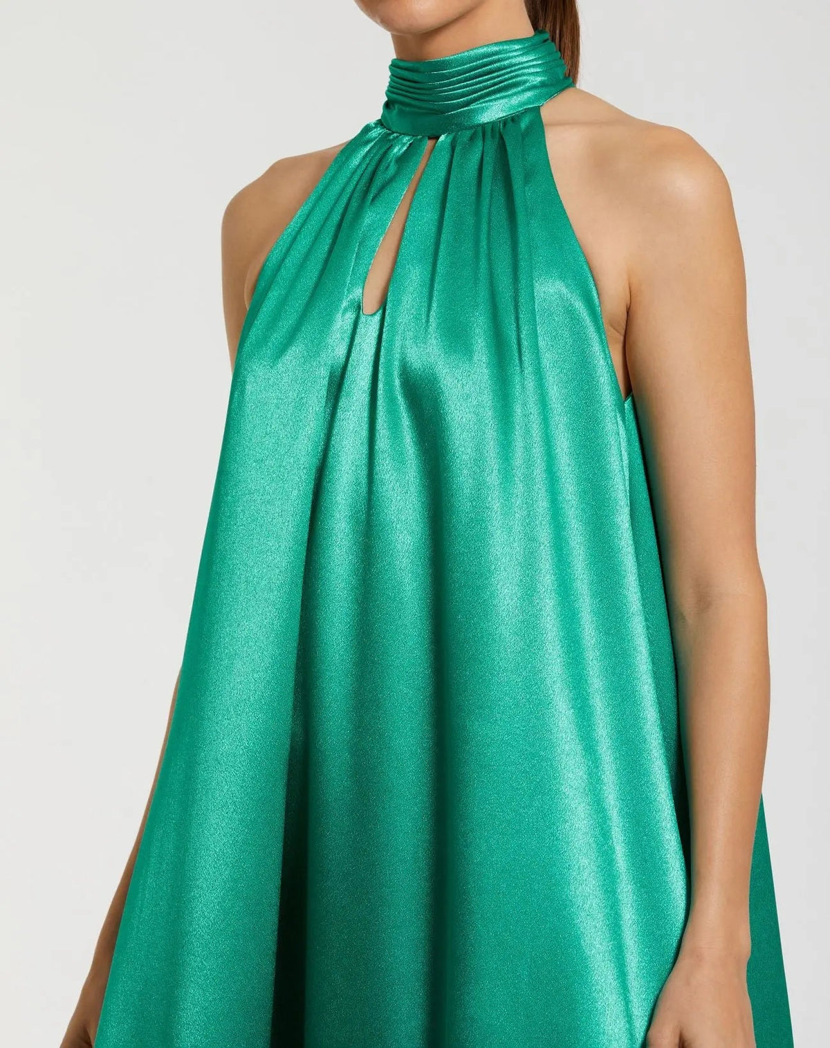 Mac Duggal Green Charmeuse Halter High Low Gown