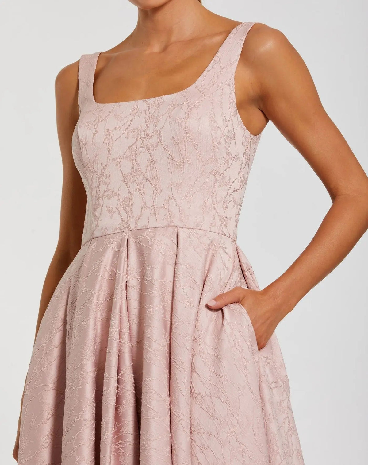 Mac Duggal Pink Sleeveless Square Neck High Low Gown