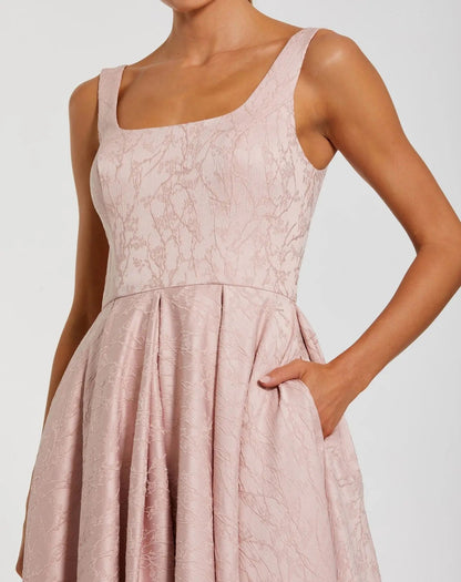 Mac Duggal Pink Sleeveless Square Neck High Low Gown