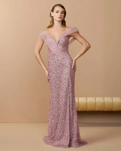 Mac Duggal Pink Embellished Strapless Gown With Sculptural Drape