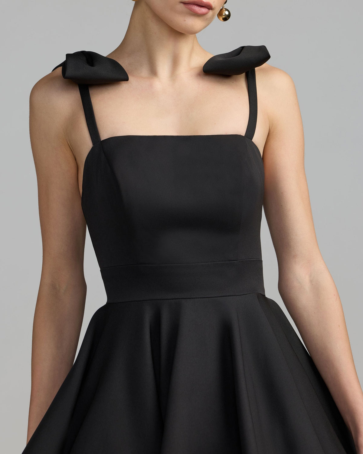 Mac Duggal Black Bow Shoulder Mini Dress