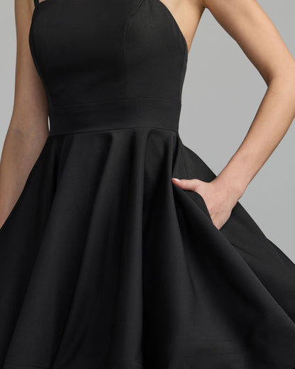 Mac Duggal Black Bow Shoulder Mini Dress