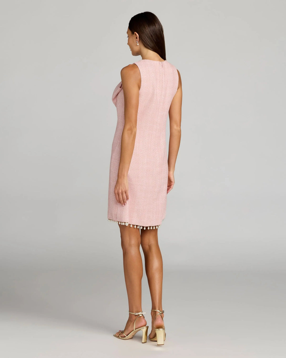Mac Duggal Boucle Pearl Detail A Line Mini Dress With Bow Duggal