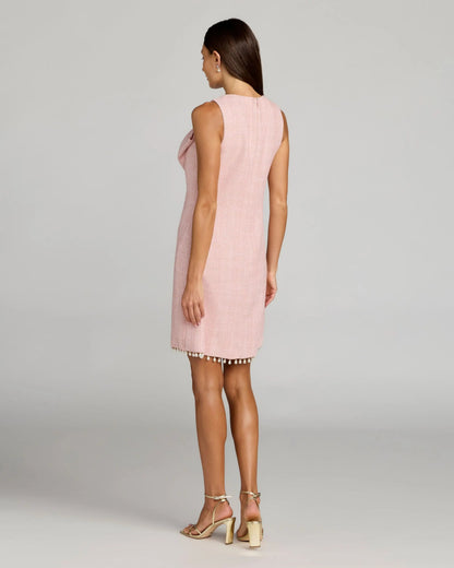 Mac Duggal Boucle Pearl Detail A Line Mini Dress With Bow Duggal