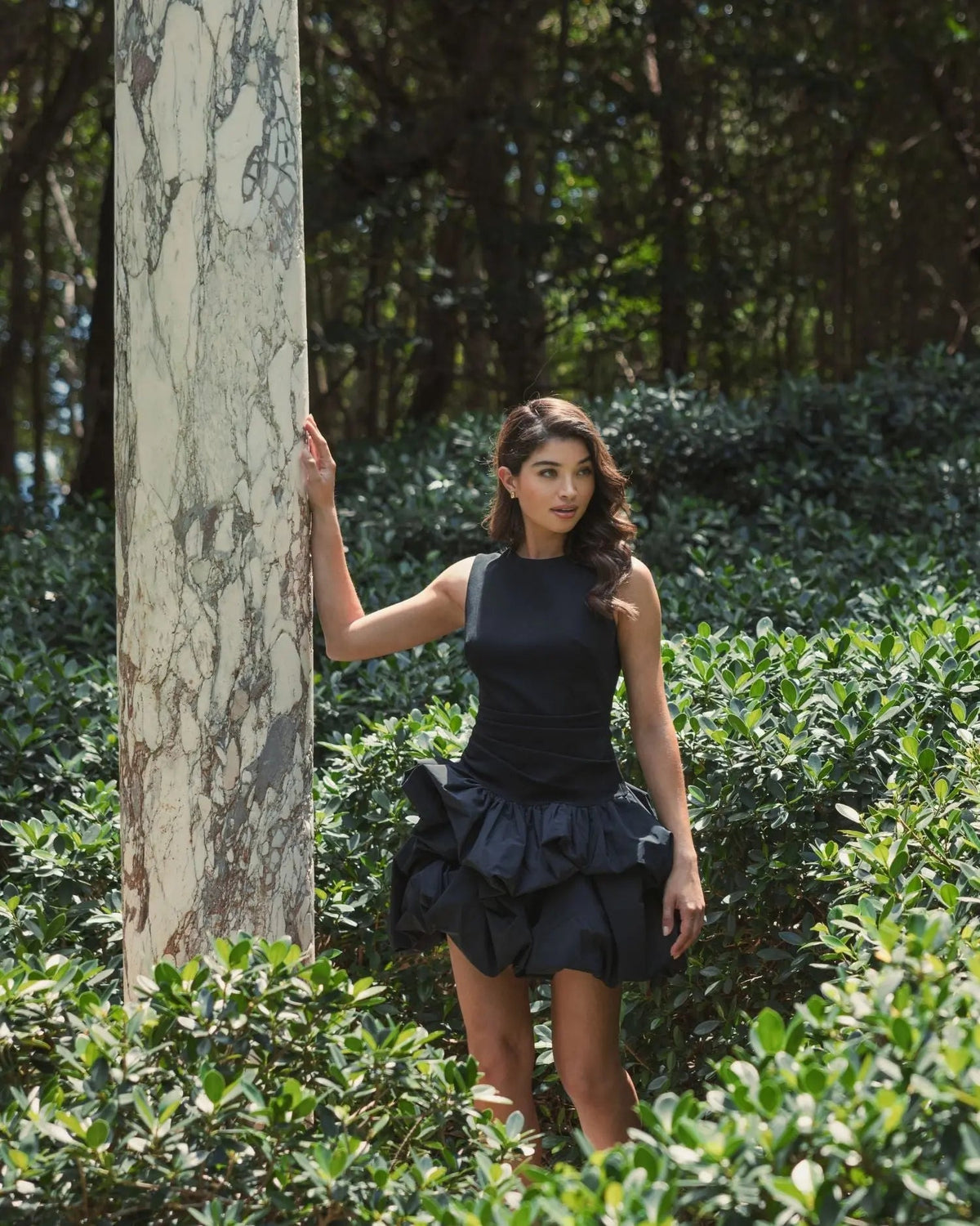 Mac Duggal Black Sleeveless Crepe Bubble Skirt Mini Dress Duggal