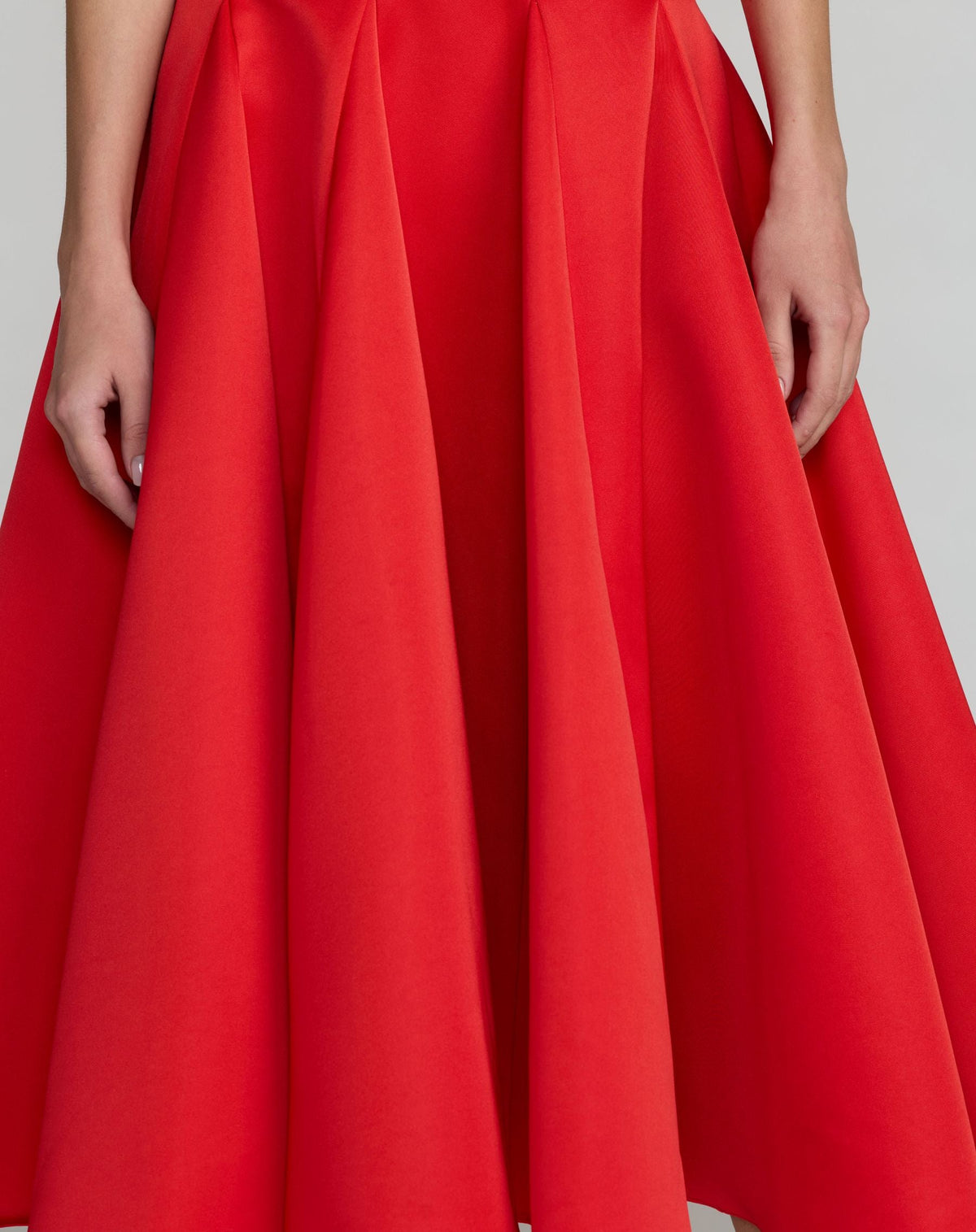 Mac Duggal Red One Shoulder Satin Midi Dress With 3D Flower