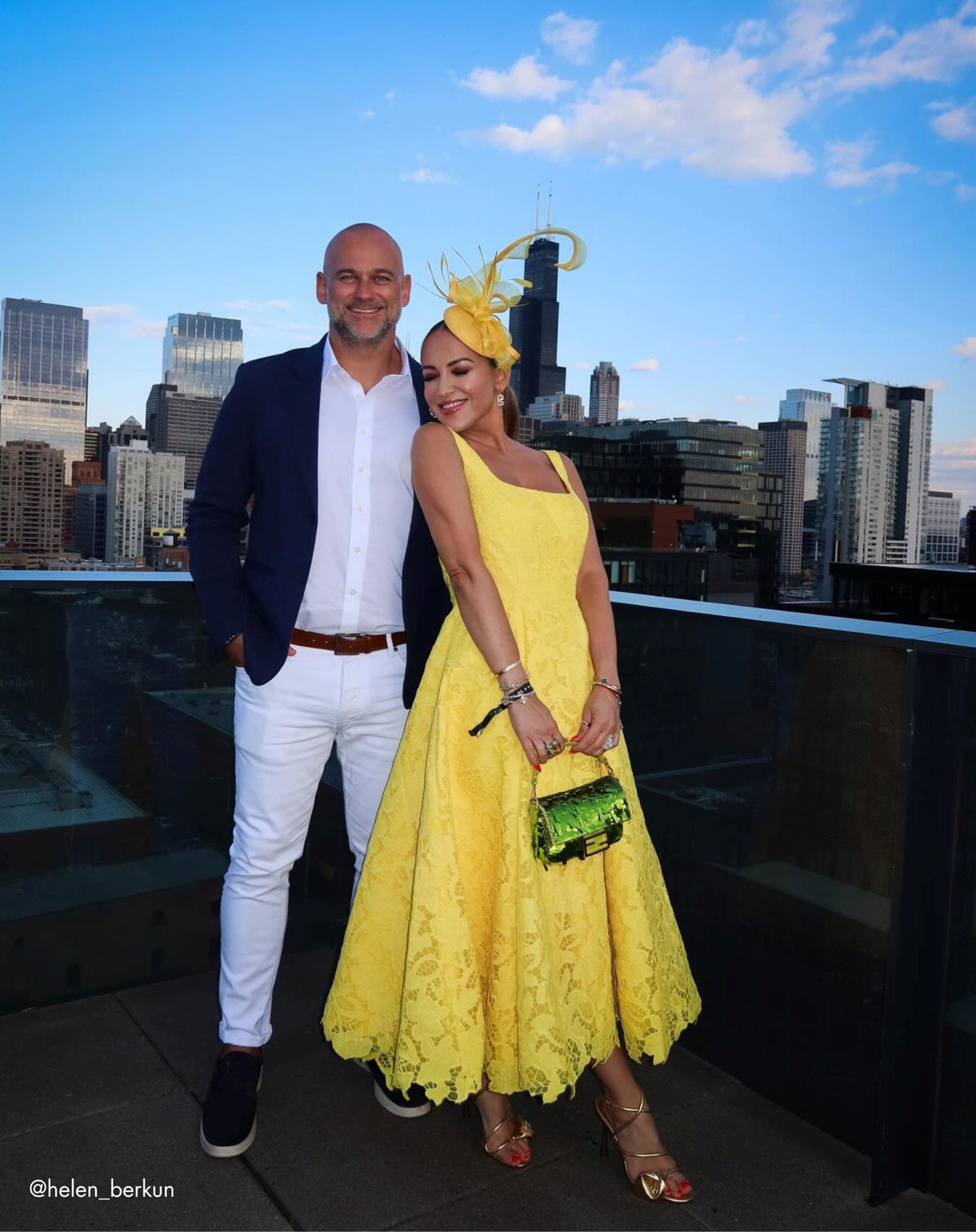 Mac Duggal Yellow Lace Square Neck A-Line Midi Dress