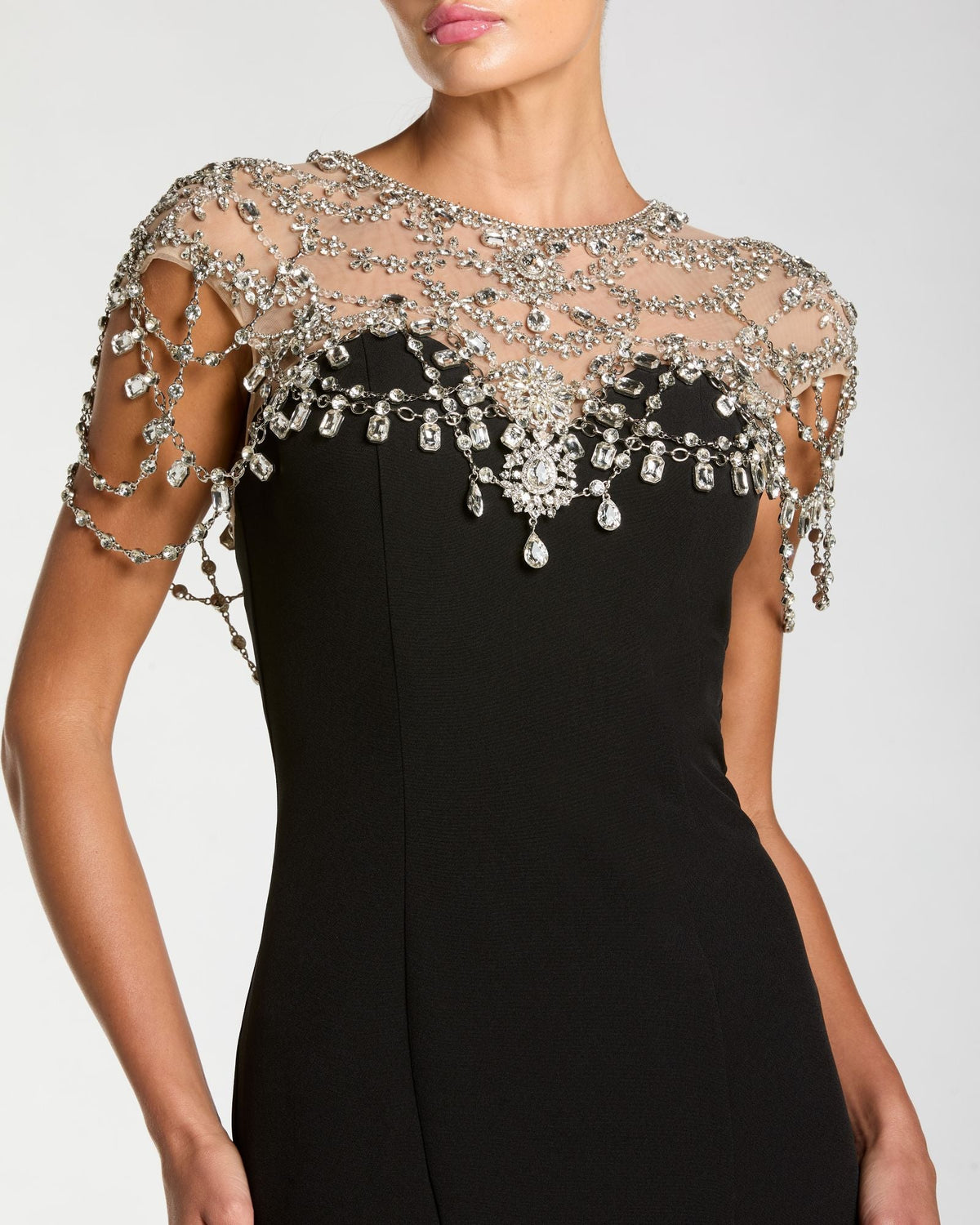 Mac Duggal Black Crystal Embellished Mermaid Gown