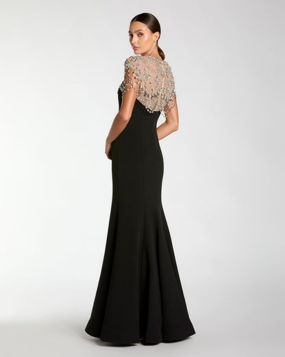 Mac Duggal Black Crystal Embellished Mermaid Gown