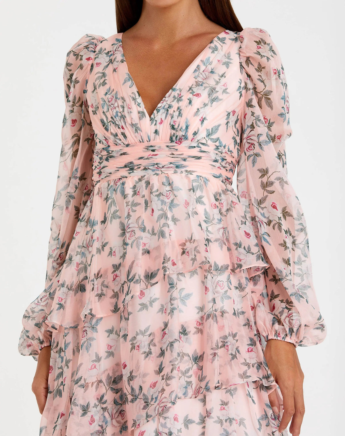 Mac Duggal Puff Sleeve Floral Printed Dress Duggal