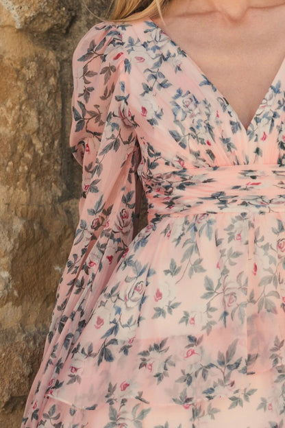 Mac Duggal Puff Sleeve Floral Printed Dress Duggal
